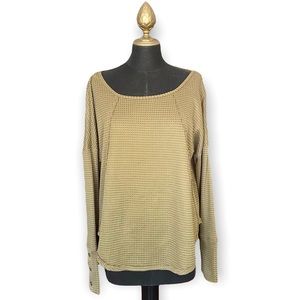 Vici Top Long Sleeve Scoop Neck Green Waffle Knit Size Medium